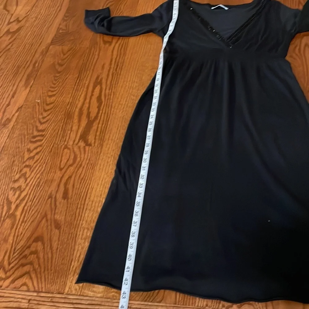 Velvet by Graham Spencer black dress 100% jersey cotton beaded V neckline size L